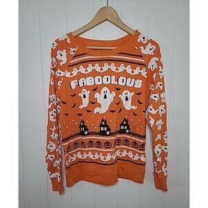 Halloween All Over Ghost Haunted House Lantern Top Womens Juniors Size 15/17